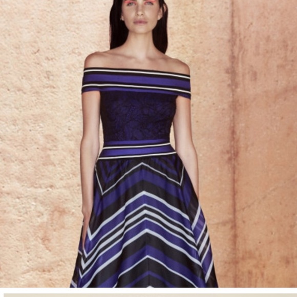 Tadashi Shoji Dresses & Skirts - TADASHI SHOJI Ennis OFF-THE-SHOULDER
Striped ORGANZA GOWN Dress